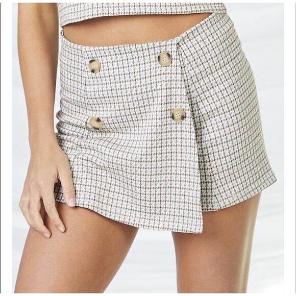 Altar'd State Pants - Altar'd State Baby Blue Brown Skort Women's Size Medium